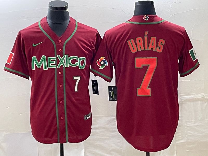 Men 2023 World Cub Mexico #7 Urias Red orange Nike MLB Jersey11